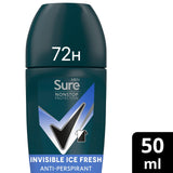 Sure men's antiperspirant deodorant roll on invisible ice fresh 50ml (British brand)