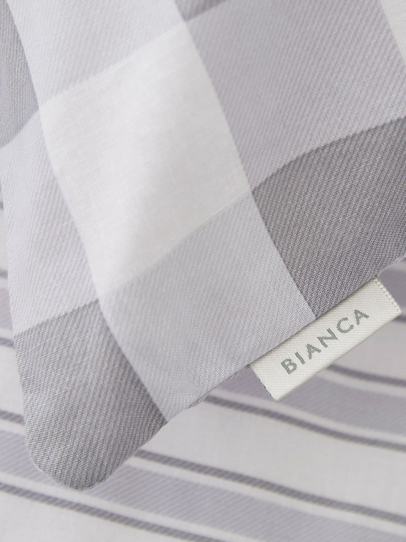 Bianca Grey Gingham 100% Cotton Duvet Cover and Pillowcase Set