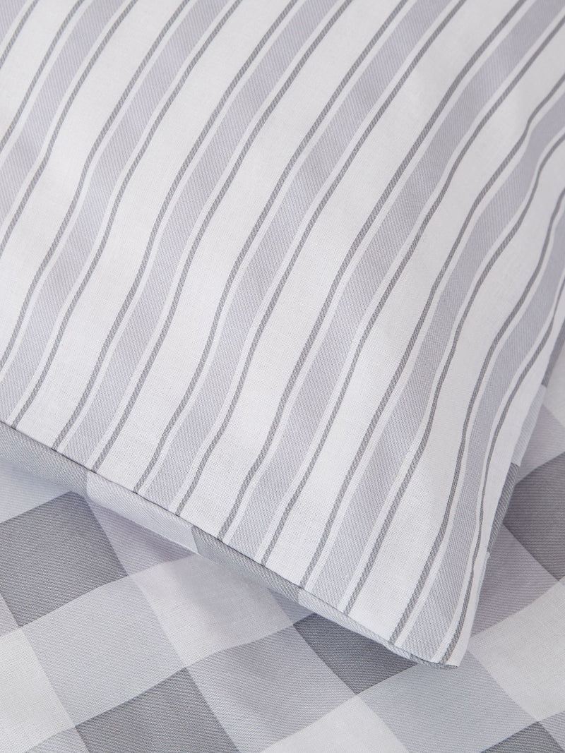 Bianca Grey Gingham 100% Cotton Duvet Cover and Pillowcase Set