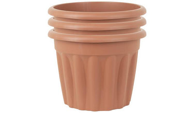 Wham 40cm Round Vista Plastic Planter Set of 3 Terracotta