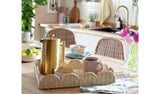 Habitat Scallop Woven Tray Natural Rattan Tray 40x30x7cm