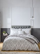 Catherine Lansfield Silver Damask Jacquard Duvet Cover and Pillowcase Set
