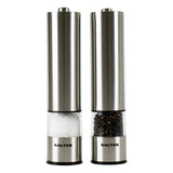 Salter electronic salt and pepper mill set in silver (British brand)
