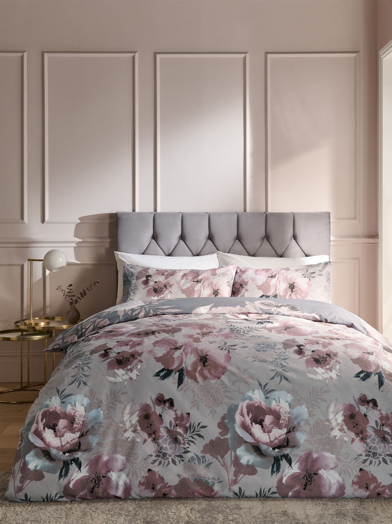 Catherine Lansfield pink dramatic floral duvet cover and pillowcase set - British product