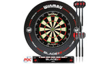 Winmau Blade 6 Professional Dartboard and Darts Set (British brand)