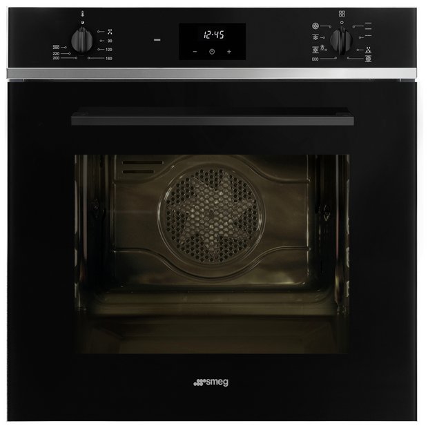 Smeg black built-in electric oven with 70L capacity (British brand)