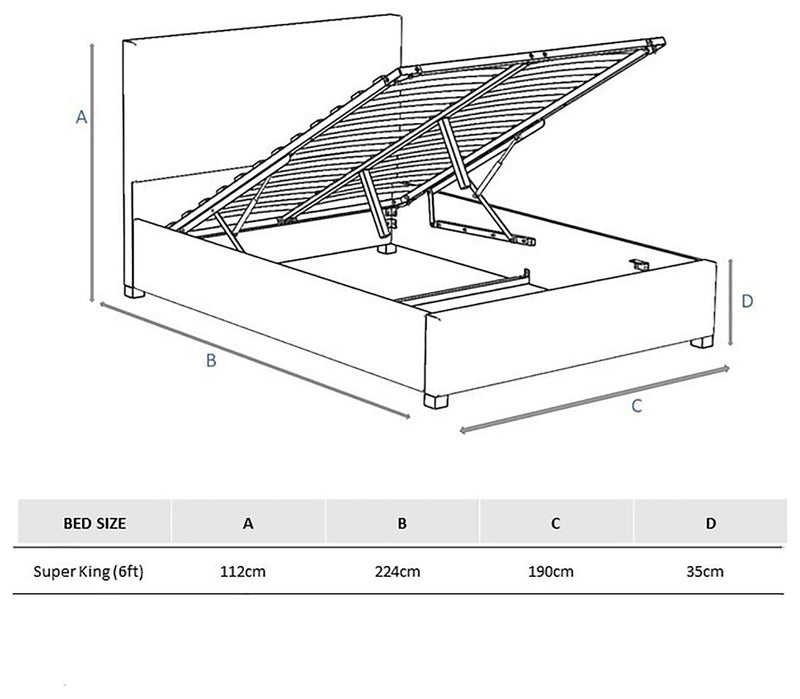 Aspire Sinatra Velvet Superking Ottoman Bedframe Steel - British product