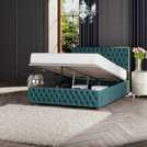 LLB Seren Velvet Double Ottoman Bedframe Emerald, UK version