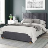 Aspire Grant Velvet Double Ottoman Bedframe in Steel - British product