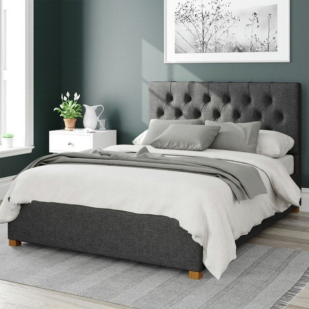 Aspire Olivier Twill Superking Ottoman Bedframe charcoal - British product