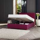 LLB Estella Velvet Double Ottoman Bedframe in Berry, UK version