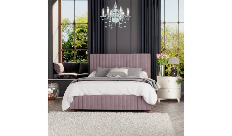 LLB Estella Velvet Small Double Ottoman Bedframe in Blush, UK version