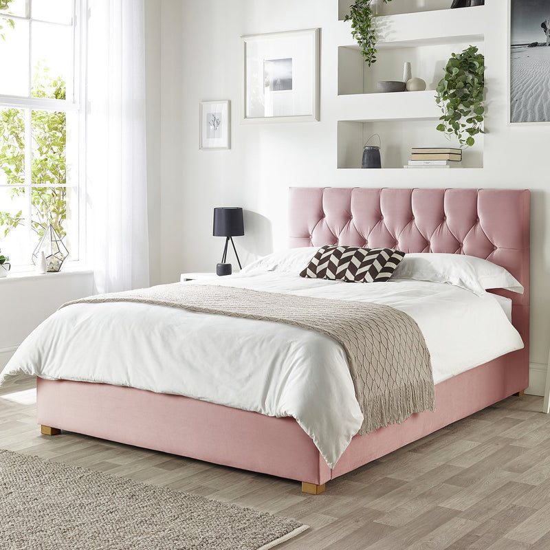 CL Boutique Double Ottoman Bedframe in Blush - British product