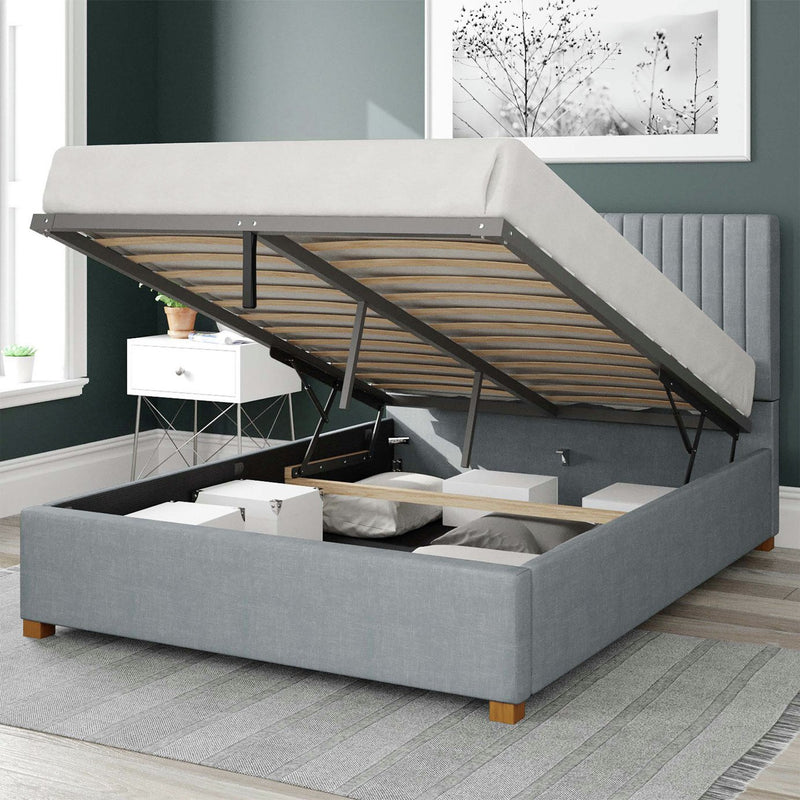 Aspire Kingsize Ottoman Bedframe in Sky Blue - British product