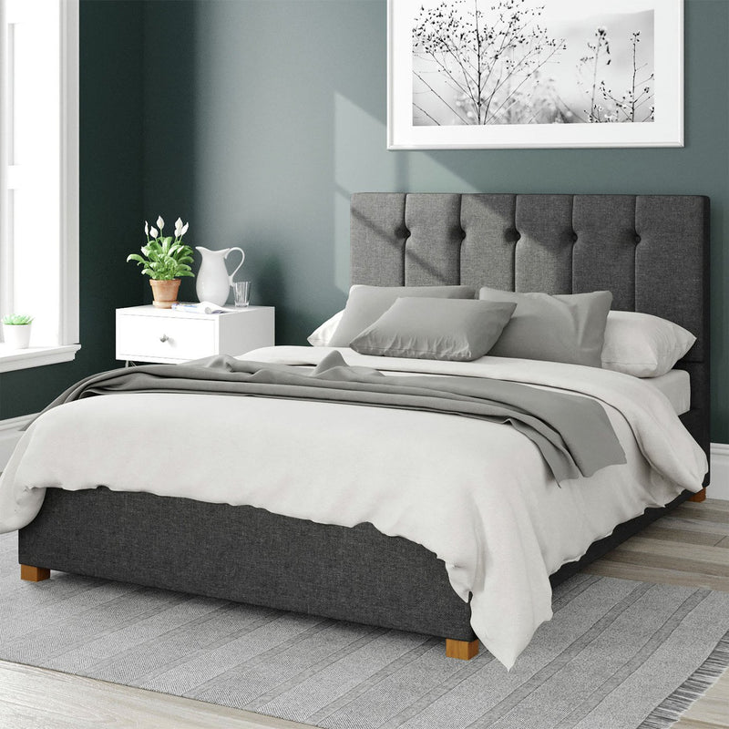 Aspire Hepburn Twill Double Ottoman Bedframe in Charcoal - British product