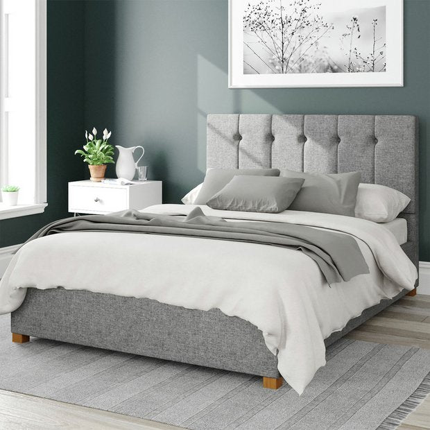 Aspire Hepburn Twill Grey Ottoman Bedframe Kingsize - British product