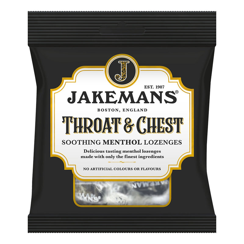 Jakemans Throat & Chest Lozenges Menthol 12 x 73g, UK version