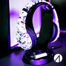 STEALTH black gaming headset stand with base, 24cm deep (British brand)