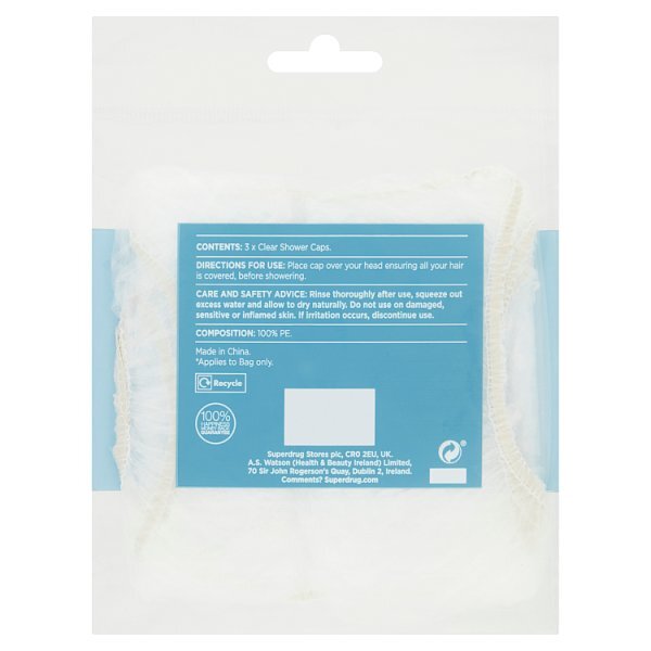 Superdrug Clear Shower Caps 3 Pack GOODS Superdrug