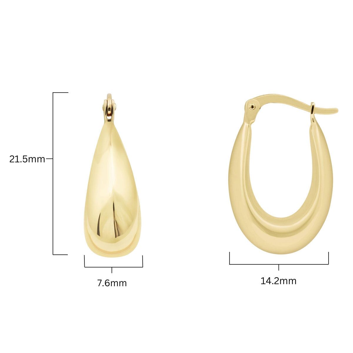 14ct Yellow Gold Teardrop Hoop Earrings - McGrocer
