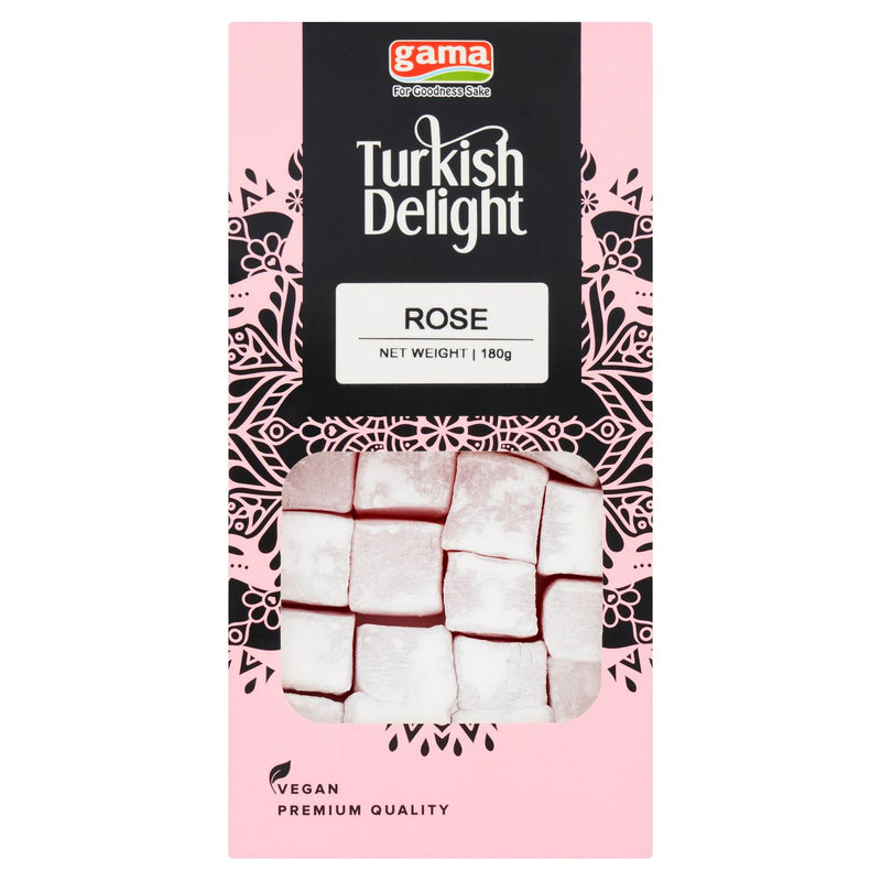 Original box of Gama Rose Turkish Delight confectionery 180g, UK version