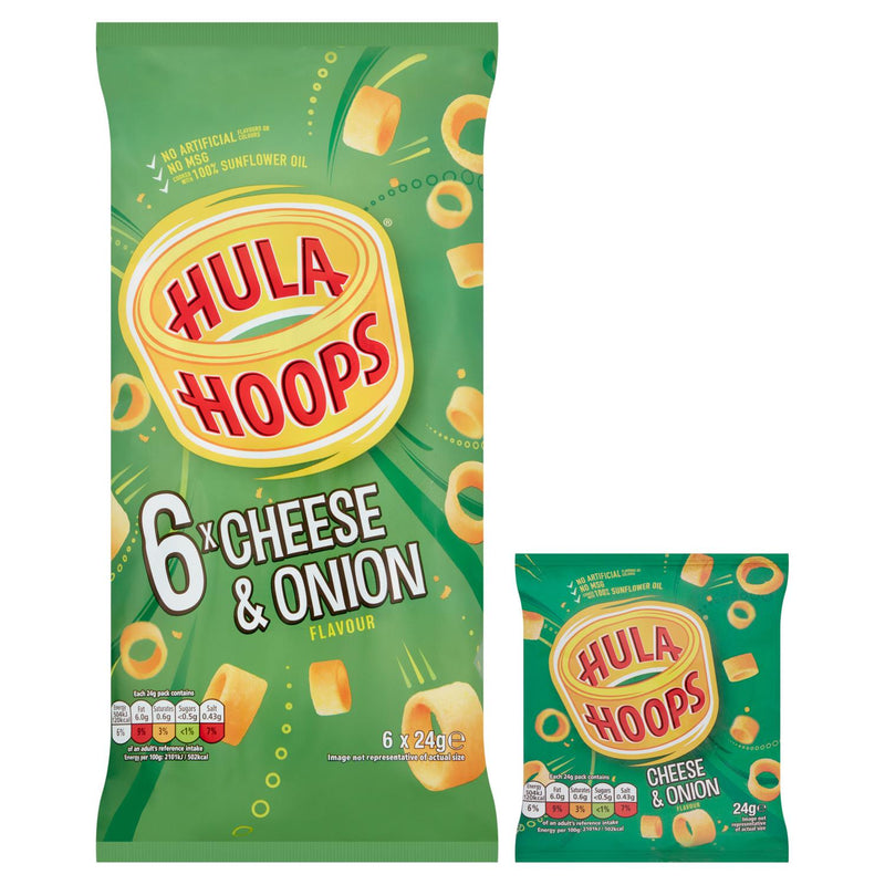 Hula Hoops Cheese & Onion crisps x6 multipack, UK version