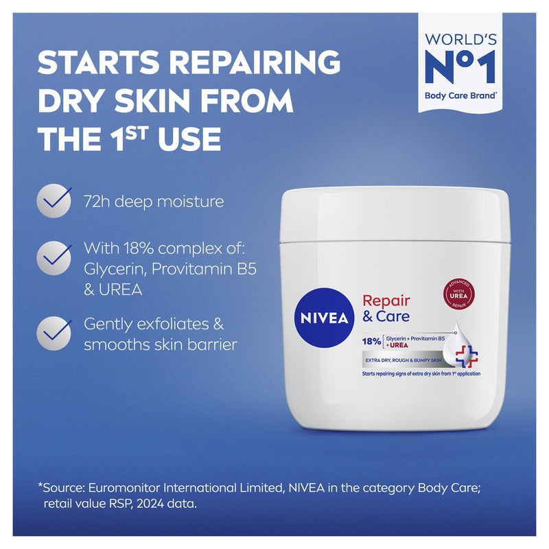 Nivea Repair Care moisturiser 400ml, imported from the UK