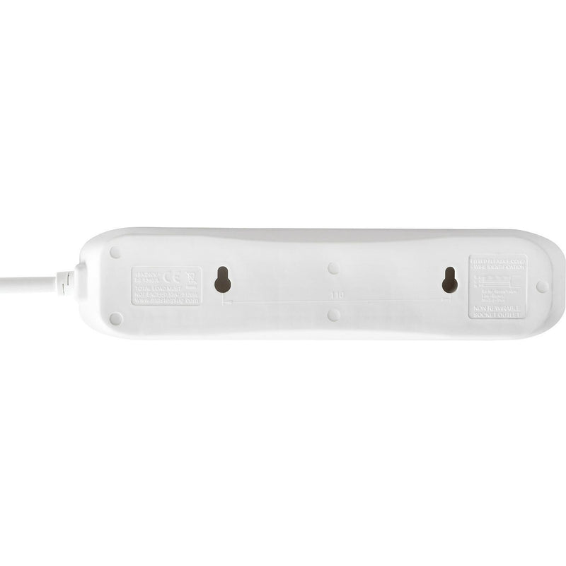 Masterplug Basic 4 Socket Extension Lead 1m Cable Power Strip - White