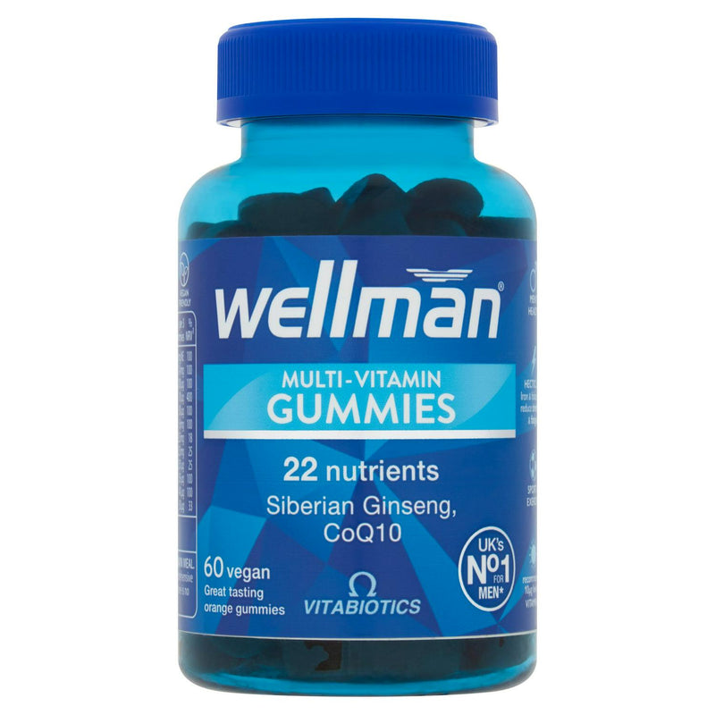 Men's Multi-Vitamin Vegan Gummies with Siberian Ginseng and CoQ10, Natural Orange Flavour, 60 Count