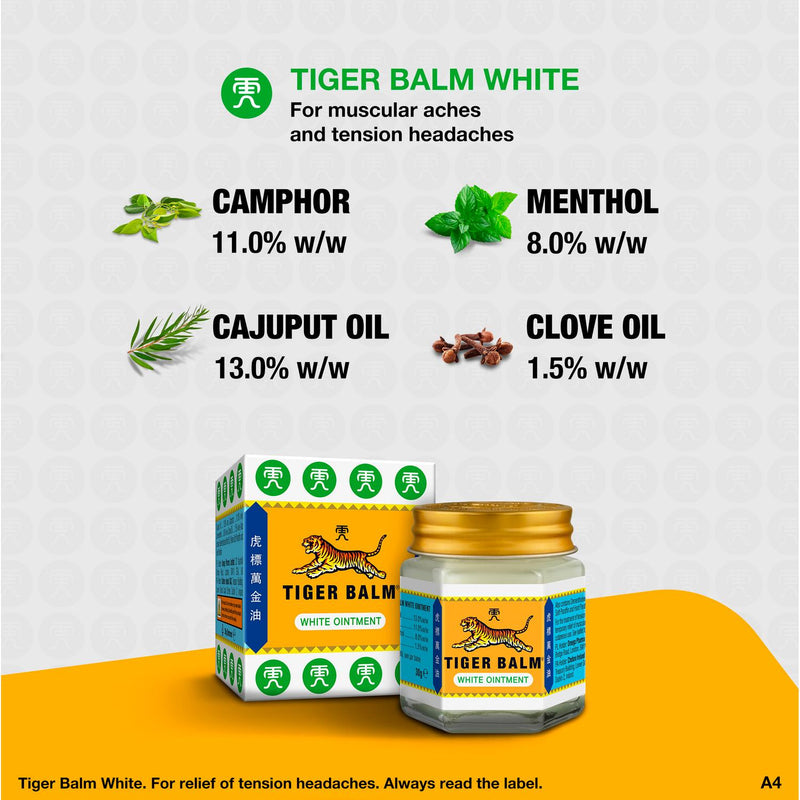 Tiger Balm White Ointment for muscle pain 30g (British brand)
