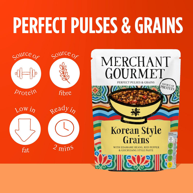 Merchant Gourmet Zingy Korean Style Grains 250g, imported from the UK