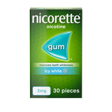 Nicorette Icy White Gum Pieces Quit Smoking Aid x30 2mg