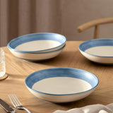 Habitat Artisan Stripe Stoneware Pasta Bowl - Blue