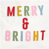 Off White Christmas Sack with Colourful Merry & Bright Lettering and Pull Cord