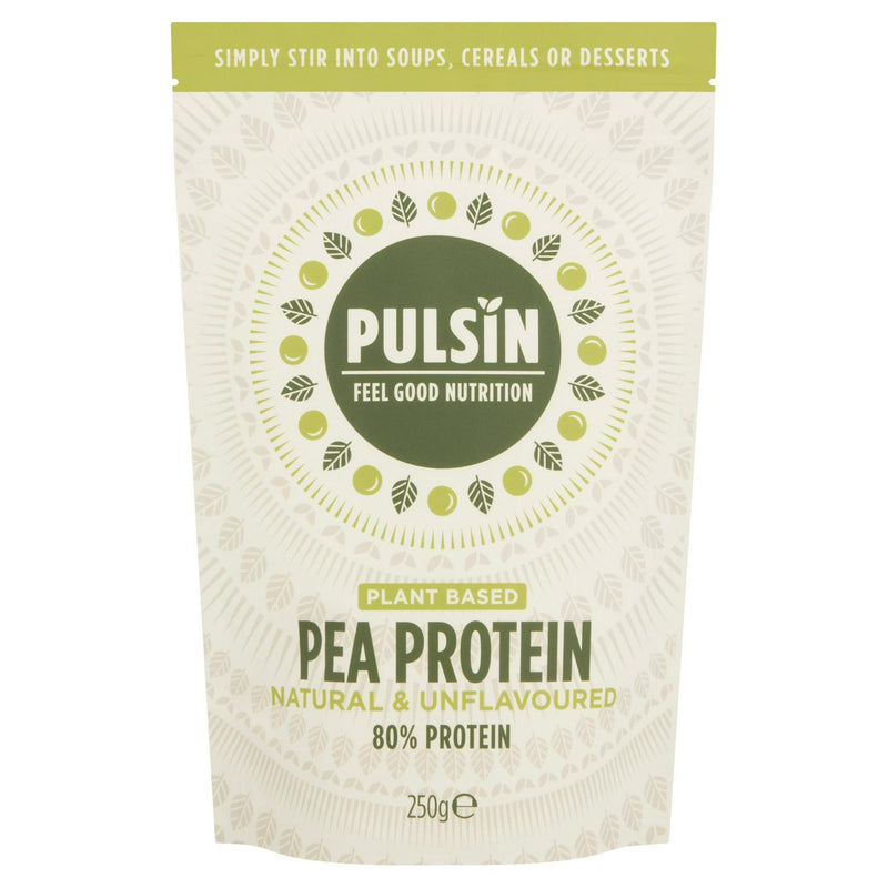 Pulsin pea protein powder unflavoured 250g, imported from the UK