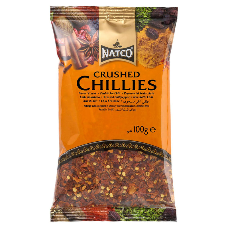 Natco Crushed Chillies 250g bag, imported from the UK