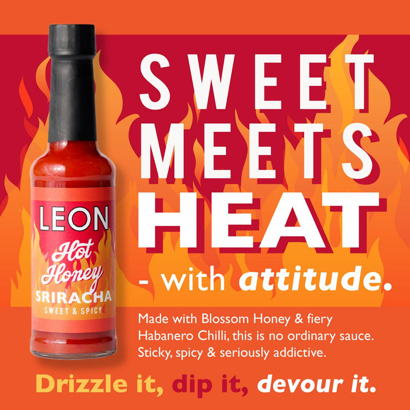 Leon hot honey sriracha sauce with blossom honey 155ml, UK version