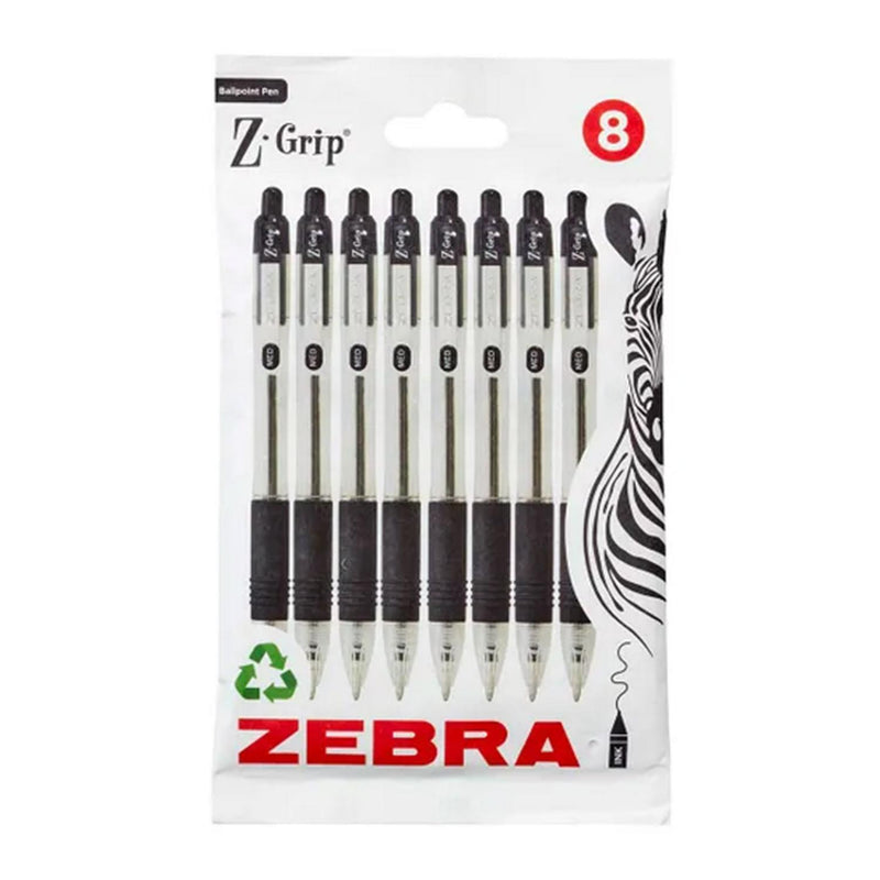 Zebra black ballpoint pen pack of 8 (British brand)