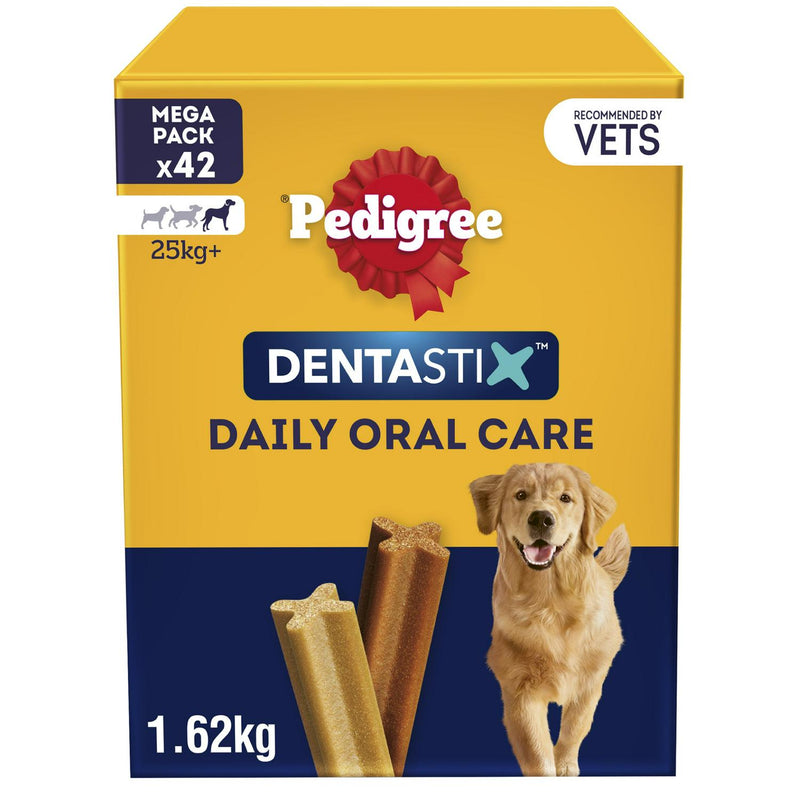 Pedigree dental treats for adult large dogs, 42 sticks, 1.62kg, imported from the UK
