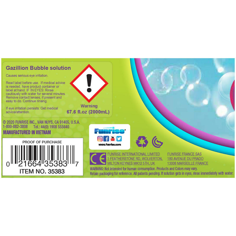 Gazillion Premium Bubble Solution Bottle 2L, UK version
