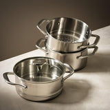 3-Tier Stainless Steel Steamer with Glass Lid, 18cm Diameter