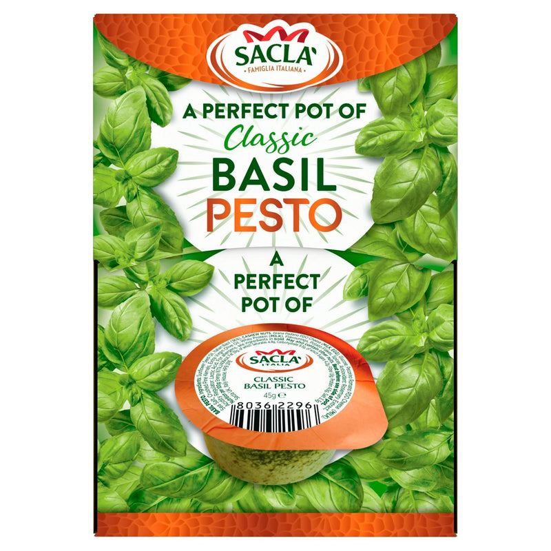 Sacla Classic Basil Pesto 45g container (British brand)