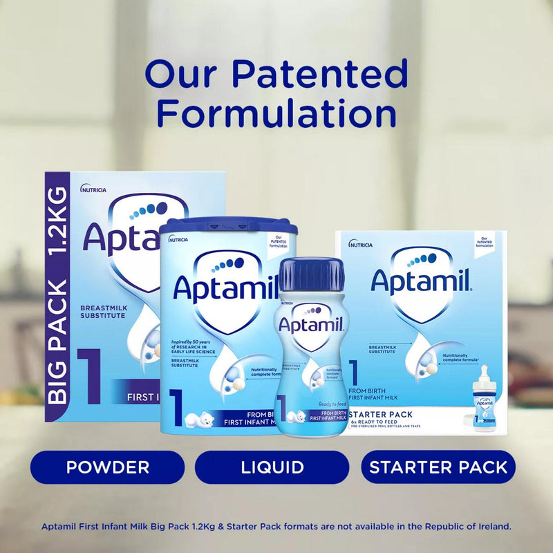 Aptamil 1 First Infant Baby Milk Formula Liquid From Birth Ready To Feed 1L