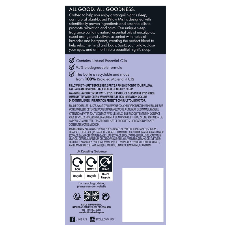 Natural Pillow Mist with Lavender and Bergamot Essential Oils 100ml