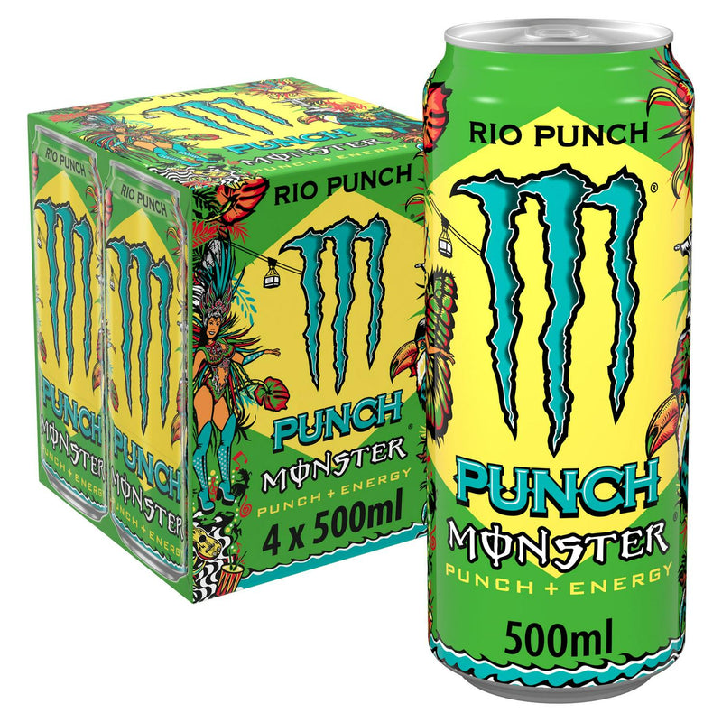 Monster Energy Drink Rio Punch 4 x 500ml, imported from the UK