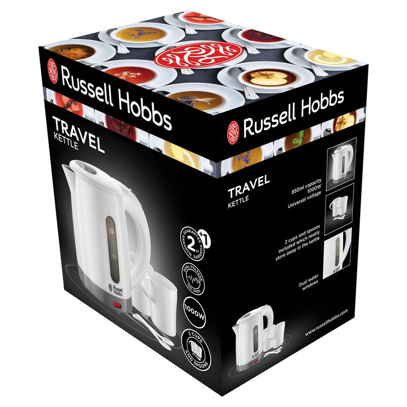 Russell Hobbs Travel Kettle White 850ml, imported from the UK