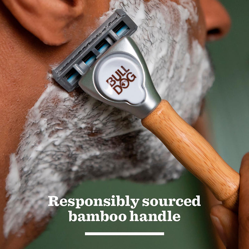 Bulldog Skincare bamboo men's razor with blade refills - British product