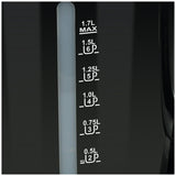 Black Plastic Kettle with Limescale Filter and Boil Dry Protection, 1.7L