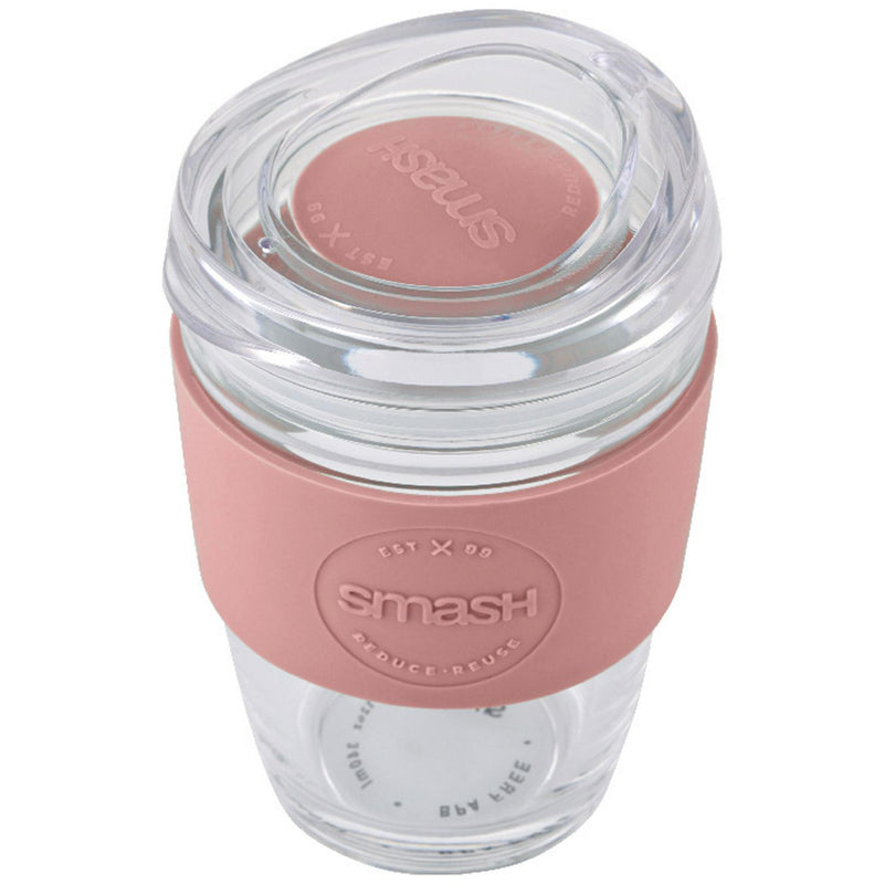 Smash Glass reusable coffee cup pink travel mug (British brand)