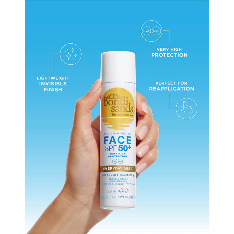 Bondi Sands Face SPF 50+ Fragrance Free Sunscreen Mist 79ml (British brand)